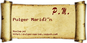 Pulger Marián névjegykártya